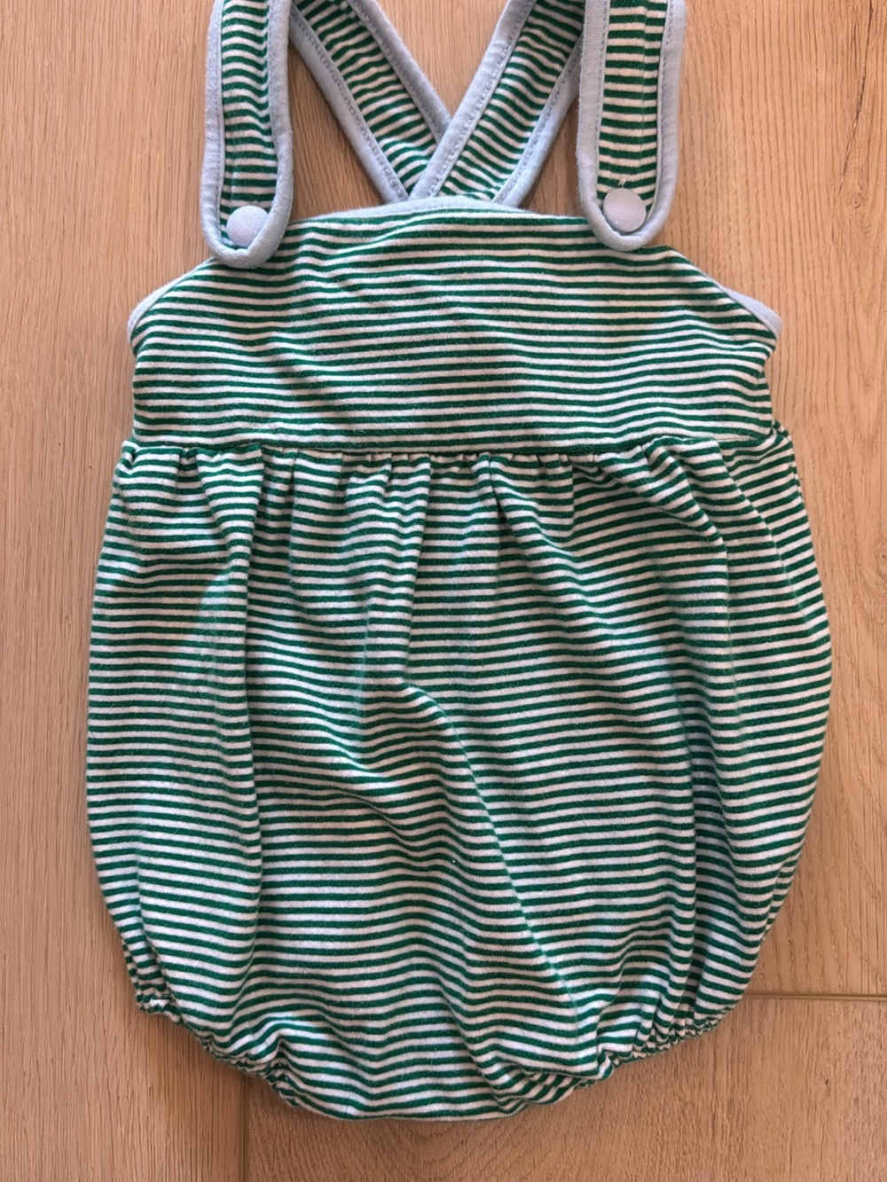 Green and White Striped Baby One-Piece Romper